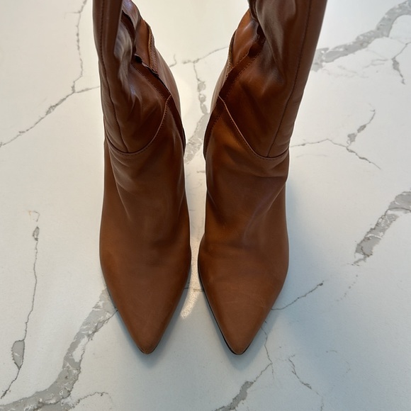 Ralph Lauren Vallerie Camel Leather Pointy Toe Boot - Picture 6 of 8